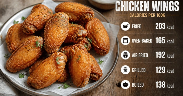 How Fried Chicken Wing Calories Change by Preparation 